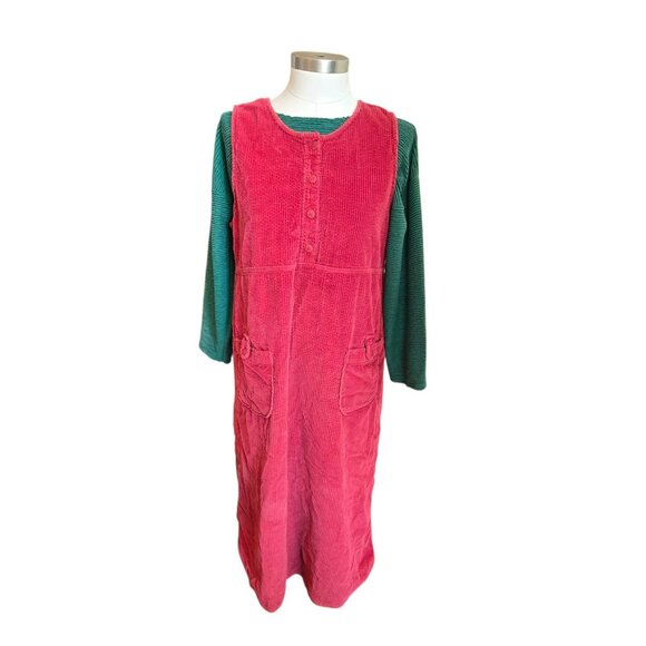 Vintage Real Comfort Pink Corduroy Sleeveless Dress & Green Top Set CM2134 - Picture 3 of 10